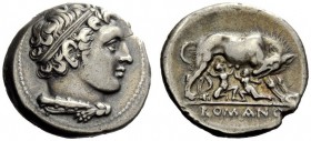 ROMAN REPUBLICAN COINAGE 
 Didrachm, Neapolis (?) after 276, AR 6.94 g. Head of Hercules r., hair bound with ribbon, with club and lion’s skin over s...