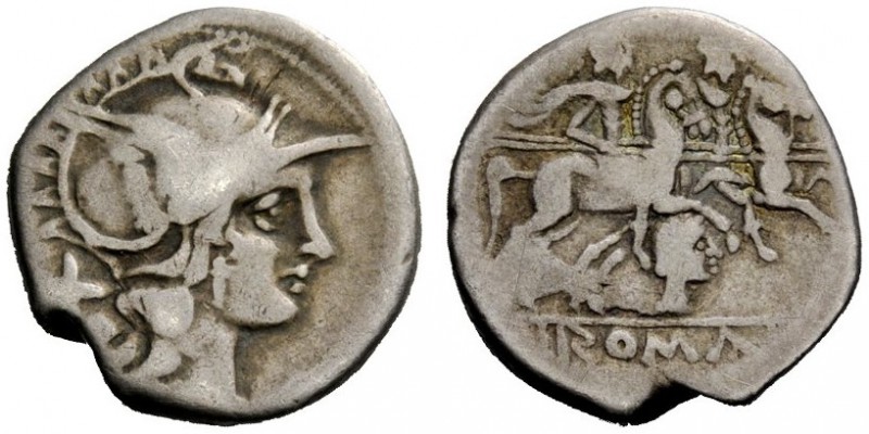 ROMAN REPUBLICAN COINAGE 
 Denarius, uncertain mint circa 206-200, AR 3.35 g. H...
