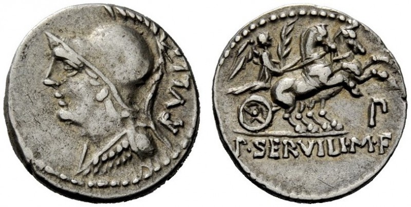ROMAN REPUBLICAN COINAGE 
 P. Servilius M.f. Rullus. Denarius 100, AR 4.17 g. H...