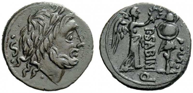 ROMAN REPUBLICAN COINAGE 
 P. Vettius Sabinus. Quinarius 99, AR 1.89 g. Laureat...