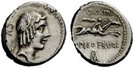 ROMAN REPUBLICAN COINAGE 
 L. Piso Frugi. Denarius 90, AR 4.02 g. Laureate head of Apollo r.; behind, control numeral. Rev. Horseman galloping r., ho...