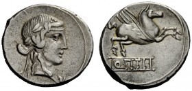 ROMAN REPUBLICAN COINAGE 
 Q. Titius. Denarius 90, AR 3.97 g. Head of Liber r., wearing ivy wreath, Rv. Pegasus r.; below, Q TITI in linear frame. Ba...