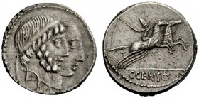 ROMAN REPUBLICAN COINAGE 
 C. Marcius Censorinus. Denarius 88, AR 4.13 g. Jugate heads of Numa Pompilius, bearbed, and Ancus Marcius, not bearbed, r....