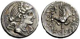 ROMAN REPUBLICAN COINAGE 
 C. Valerius Flaccus. Denarius 82, AR 3.44 g. Draped bust of Victory r.; behind, O. Rev. C·VAL·FLA – IMPERAT Legionary eagl...