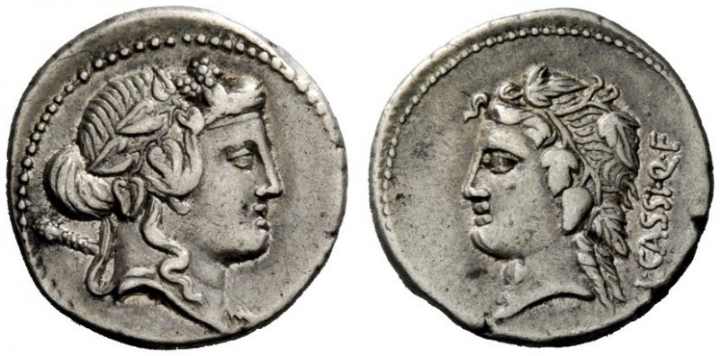 ROMAN REPUBLICAN COINAGE 
 L. Cassius Q.f. Longinus . Denarius 78, AR 3.84 g. H...