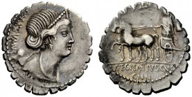 ROMAN REPUBLICAN COINAGE 
 C. Egnatius Cn. f. Cn. n. Maxumus. Denarius serratus 75, AR 3.78 g. Diademed and draped bust of Venus r., with Cupid perch...