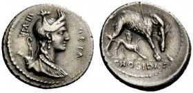 ROMAN REPUBLICAN COINAGE 
 C. Hosidius C.f. Geta . Denarius 68, AR 3.90 g. Draped bust of Diana r., with bow and quiver over shoulder; before, GETA; ...