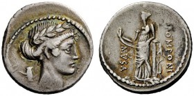 ROMAN REPUBLICAN COINAGE 
 Q. Pomponius Musa . Denarius 66, AR 3.89 g. Laureate head of Apollo r.; behind, scroll. Rev. Clio, the muse of history, st...