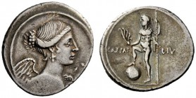 THE ROMAN EMPIRE 
 Octavian, 32-27 BC 
 Denarius, Brundisium or Roma (?) circa 32-29 BC, AR 3.83 g. Diademed bust of Victory r. Rev. Neptune, naked ...