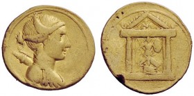 THE ROMAN EMPIRE 
 Octavian, 32-27 BC 
 Aureus, Brundisium and Roma (?) circa 29-27 BC, AV 7.65 g. Draped bust of Diana r., with bow and quiver on f...