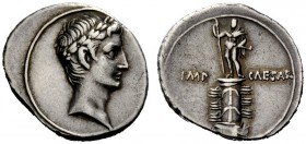 THE ROMAN EMPIRE 
 Octavian, 32-27 BC 
 Denarius, Brundisium or Roma (?) circa 29-27 BC, AR 4.00 g. Laureate head of Apollo r. Rev. Cloaked figure (...