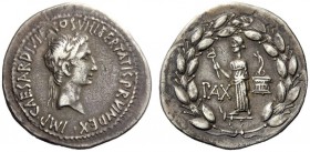 THE ROMAN EMPIRE 
 Octavian, 32-27 BC 
 Cistophoric tetradrachm, Ephesus circa 28 BC, AR 9.98 g. Laureate head r. Rev. Pax standing l. on parazonium...