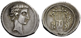 THE ROMAN EMPIRE 
 Octavian as Augustus, 27 BC – 14 AD 
 Drachm, Lycian League, Cragus circa 27-20 BC, AR 3.50 g. Bare head r. Rev. Lyre; in r. fiel...