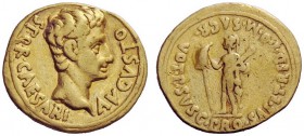 THE ROMAN EMPIRE 
 Octavian as Augustus, 27 BC – 14 AD 
 Aureus, Colonia Patricia (?) circa 18-17/16 BC, AV 7.74 g. Bare head r. Rev. Mars standing ...