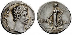 THE ROMAN EMPIRE 
 Octavian as Augustus, 27 BC – 14 AD 
 Denarius, Lugdunum 15-13 BC, AR 3.79 g. Bare head r. Rev. Apollo Citharoedus standing l., h...