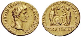 THE ROMAN EMPIRE 
 Octavian as Augustus, 27 BC – 14 AD 
 Aureus, Lugdunum 2 BC – 4 AD, AV 7.98 g. Laureate head r. Rev. Caius and Lucius standing fa...