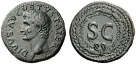 THE ROMAN EMPIRE 
 Octavian as Augustus, 27 BC – 14 AD 
 Divus Augustus . Dupondius circa 22-26, Æ 14.51 g. Radiate head l. Rev. S C within oak-wrea...