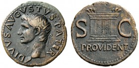 THE ROMAN EMPIRE 
 Octavian as Augustus, 27 BC – 14 AD 
 Divus Augustus . As circa 22-30, Æ 10.56 g. Radiate head l. Rev. Altar-enclosure with doubl...