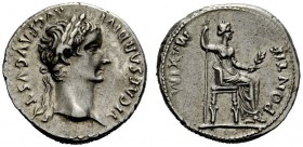 THE ROMAN EMPIRE 
 Tiberius augustus, 14-37 
 Denarius, Lugdunum 14-37, AR 3.92 g. Laureate head r. Rev. Pax-Livia figure seated r. on chair with or...