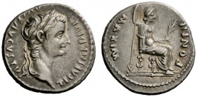 THE ROMAN EMPIRE 
 Tiberius augustus, 14-37 
 Denarius, Lugdunum circa 14-37, AR 3.74 g. Laureate head r. Rev. Livia seated r., holding long vertica...