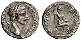 THE ROMAN EMPIRE 
 Tiberius augustus, 14-37 
 Denarius, Lugdunum 14-37, AV 3.81 g. Laureate head r. Rev. Livia seated r., holding long vertical scep...