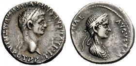 THE ROMAN EMPIRE 
 Claudius, 41-54 
 Denarius 50-54, AR 3.47 g. Laureate head r. Rev. Draped bust of Agrippina r., wearing barley-wreath. C 4. RIC 8...