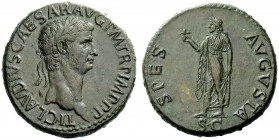 THE ROMAN EMPIRE 
 Claudius, 41-54 
 Sestertius 50-54, Æ 30.40 g. Laureate head r. Rev. Spes, draped, advancing l., holding flower in upraised r. ha...