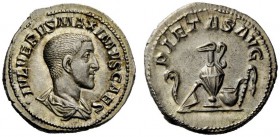 THE ROMAN EMPIRE 
 Maximus caesar, late 235 – early 236 
 Denarius late 235–early 236, AR 3.17 g. Bare-headed, draped bust r. Rev. Jug between lituu...