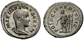 THE ROMAN EMPIRE 
 Maximus caesar, late 235 – early 236 
 Denarius early 236-March/April 238, AR 3.34 g. Draped and cuirassed bust r. Rev. Maximus s...