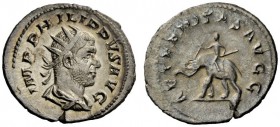 THE ROMAN EMPIRE 
 Philip I, 244 – 249 
 Antoninianus 247-249, AR 3.75 g. Radiate, draped and cuirassed bust r. Rev. Elephant l., guided by rider wi...
