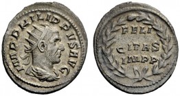 THE ROMAN EMPIRE 
 Philip I, 244 – 249 
 Antoninianus 247-249, AR 3.85 g. Radiate, draped and cuirassed bust r. Rev. Legend within wreath. C 39. RIC...