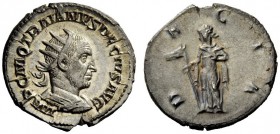 THE ROMAN EMPIRE 
 Trajan Decius, 249 – 251 
 Antoninianus 249-251, AR 4.12 g. Radiate and cuirassed bust r. Rev. Dacia standing l., holding vertica...
