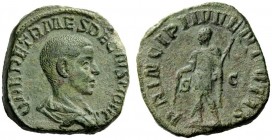 THE ROMAN EMPIRE 
 Herennius Etruscus caesar, 250 – 251 
 Sestertius 250-251, Æ 17.64 g. Bare-headed, draped and cuirassed bust r. Rev. Herennius st...