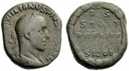 THE ROMAN EMPIRE 
 Aemilian, 253 
 Sestertius 253, Æ 18.77 g. Laureate and draped bust r. Rev. Legend within wreath. C 65. RIC 42a.
 Rare. Brown pa...