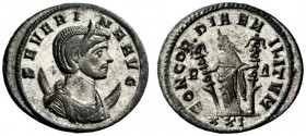 THE ROMAN EMPIRE 
 Severina, wife of Aurelian 
 Antoninianus 274-275, billion 3.54 g. Diademed and draped bust r. on crescent. Rev. Concordia standi...