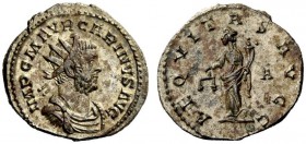 THE ROMAN EMPIRE 
 Carinus caesar, 282 – 283 
 Antoninianus, Lugdunum 283-285, billon 3.94 g. Radiate, draped and cuirassed bust r. Rev. Aequitas st...