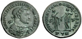 THE ROMAN EMPIRE 
 Diocletian, 284 – 305 
 Follis, Treveri 305-307, Æ 9.15 g. Laureate bust r., wearing consular robes. Rev. Providentia standing r....