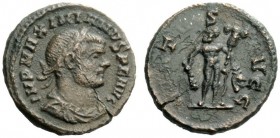 THE ROMAN EMPIRE 
 Maximianus Herculeus, 286 – 305 
 Quinarius 286-294, Æ 1.82 g. Laureate and draped bust r. Rev. Hercules standing facing, head l....