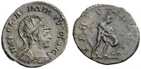 THE ROMAN EMPIRE 
 Maximianus Herculeus, 286 – 305 
 Antonianianus, Lugdunum 289, Æ 3.62 g. Helmeted and cuirassed bust r. Rev. Hercules strangling ...