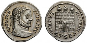 THE ROMAN EMPIRE 
 Constantius Chlorus as augustus, 305 – 306 
 Argenteus, Serdica 305-306, AR 3.35 g. Laureate head r. Rev. Camp with open gate. C ...