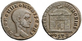 THE ROMAN EMPIRE 
 Romulus son of Maxentius 
 Follis, Ostia late 309, Æ 5.77 g. Bare head r. Rev. Eagle with spread wings standing r. on top of dome...