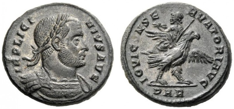 THE ROMAN EMPIRE 
 Licinius I, 308 – 324 
 Follis, Arelate 319, Æ 3.56 g. Laur...