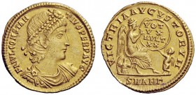 THE ROMAN EMPIRE 
 Constantius II as augustus, 337 – 361 
 Solidus, Antiochia 337-347, AV 4.50 g. Diademed, draped and cuirassed bust r. Rev. Victor...