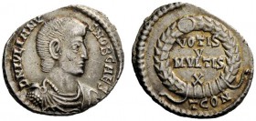 THE ROMAN EMPIRE 
 Julian II caesar, 355 – 361 
 Siliqua, Arles 355-360, AR 2.34 g. Draped and cuirassed bust r. Rev. Legend within wreath. C 154. R...