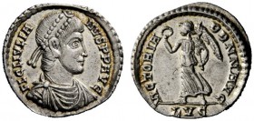 THE ROMAN EMPIRE 
 Julian II augustus, 360 – 363 
 Siliqua, Lugdunum 360-363, AR 2.08 g. Diademed, draped and cuirassed bust r. Rev. Victory standin...