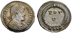 THE ROMAN EMPIRE 
 Valentinian I, 364 – 375 
 Siliqua, Constantinopolis 364-367, AR 2.16 g. Diademed, draped and cuirassed bust r. Rev. Legend withi...