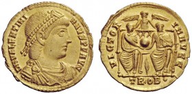 THE ROMAN EMPIRE 
 Valentinian I, 364 – 375 
 Solidus, Treveri 367-375, AV 4.46 g. Rosette-diademed, draped and cuirassed bust r. Rev. Two emperors ...