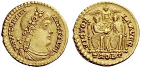 THE ROMAN EMPIRE 
 Valentinian I, 364 – 375 
 Solidus, Treveri 367-375, AV 4.48 g. Rosette-diademed, draped and cuirassed bust r. Rev. Two emperors ...