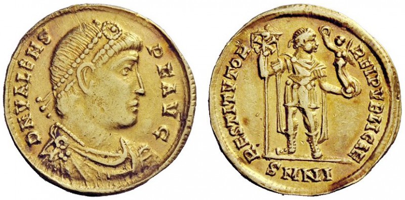 THE ROMAN EMPIRE 
 Valens, 364 – 378 
 Solidus, Nicomedia 364-367, AV 4.10 g. ...