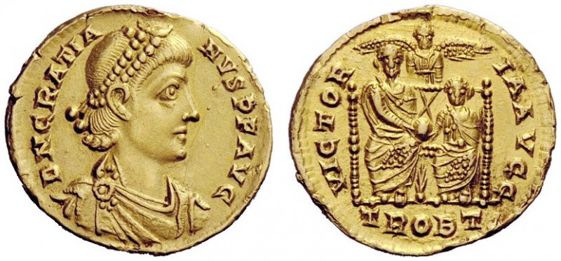 THE ROMAN EMPIRE 
 Gratian, 367 – 383 
 Solidus, Treveri 378-383, AV 4.24 g. P...